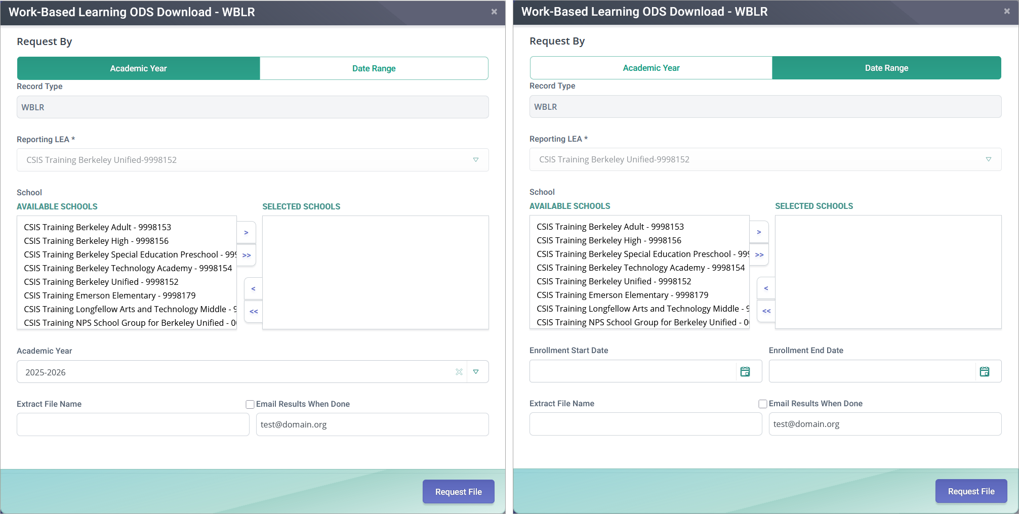 WBLR ODS Extract Modal