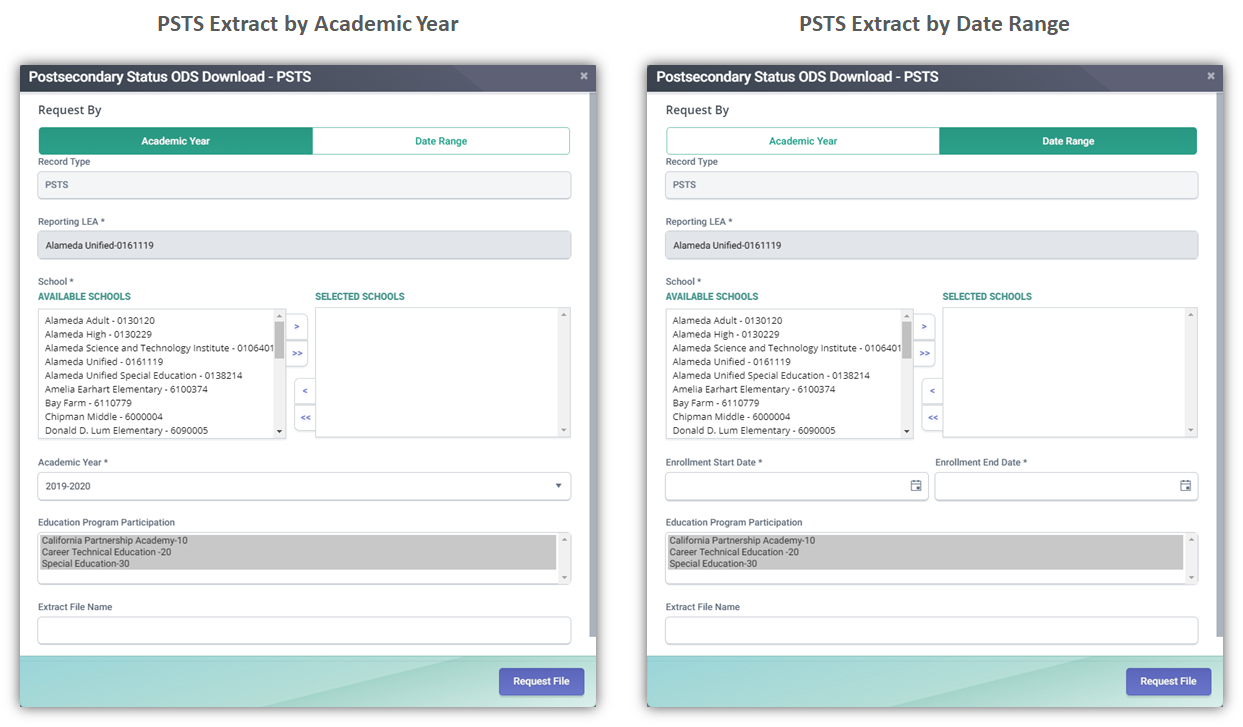 PSTS RealTime Extract Modal