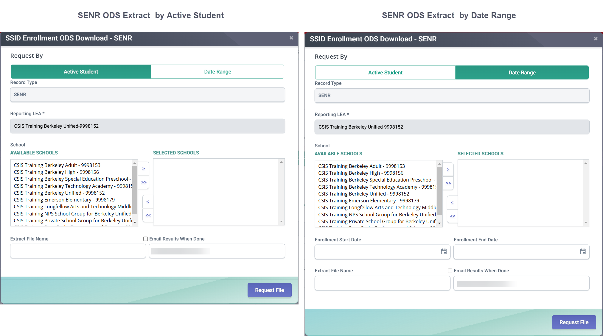 SSID RealTime Extract Modal