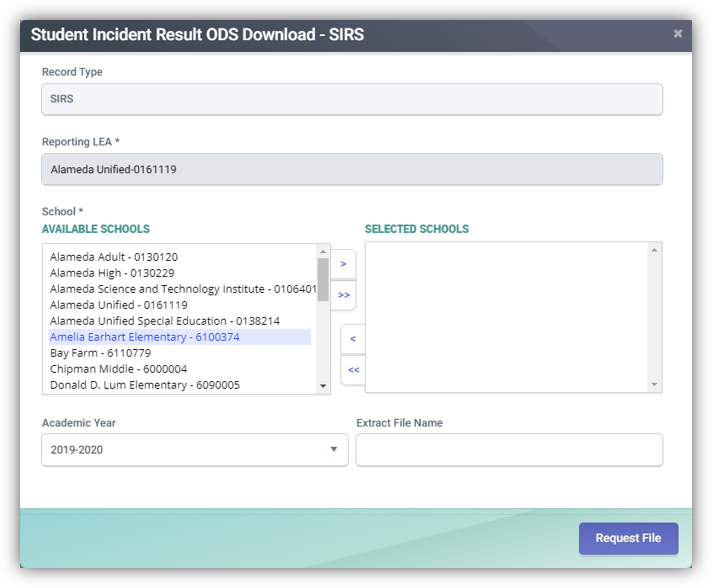 SIRS RealTime Extract Modal