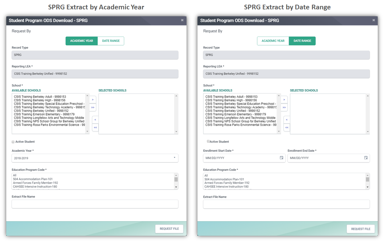 SPRG RealTime Extract Modal
