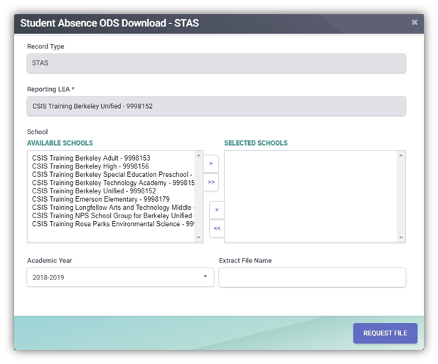 STAS RealTime Extract Modal