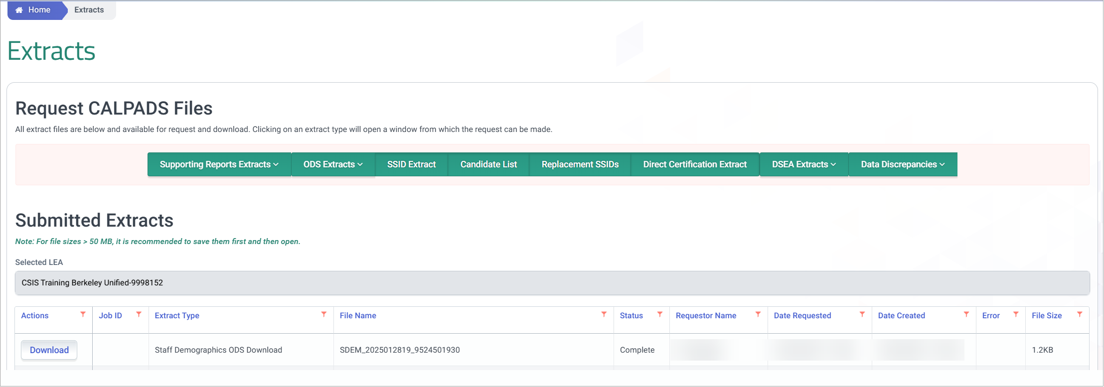 Cumulative Enrollment Extract procedure