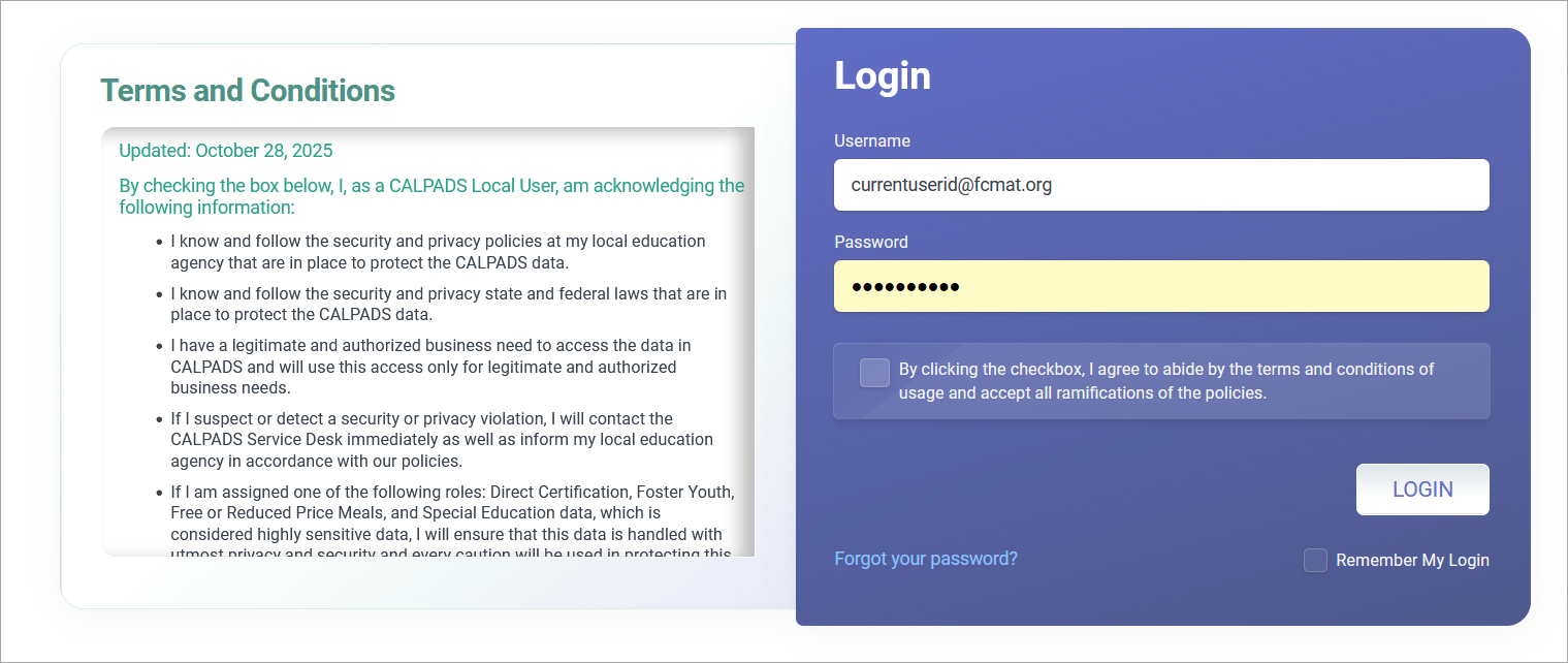 Sign in using your current (legacy) username and password
