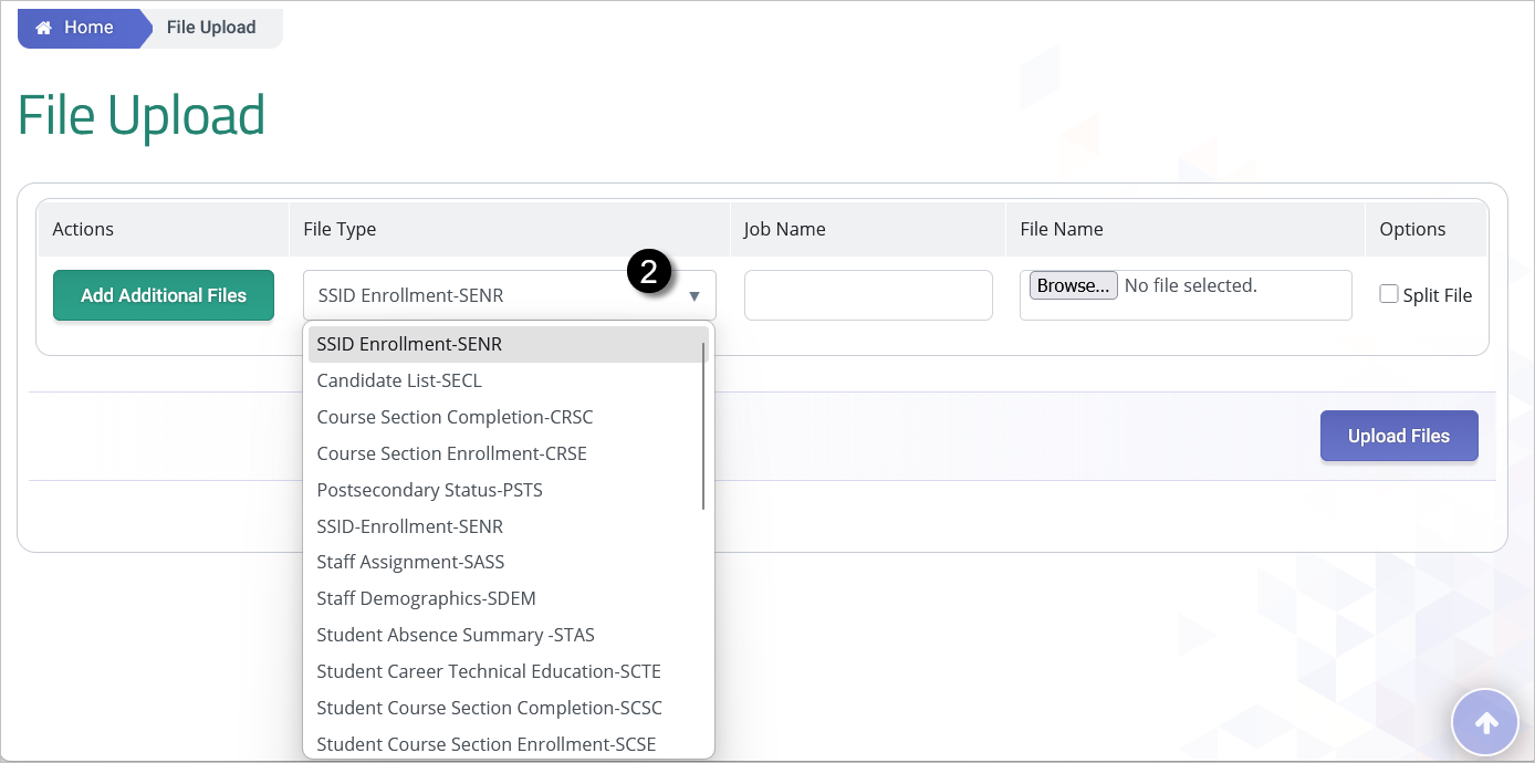 Image showing Upload/ File upload link from Left Navigation.
