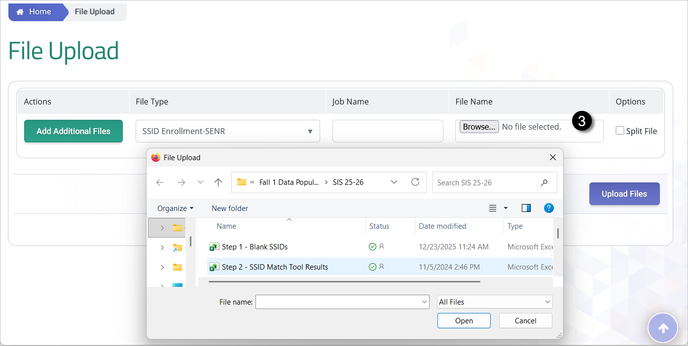 Image showing Upload/ File upload link from Left Navigation.